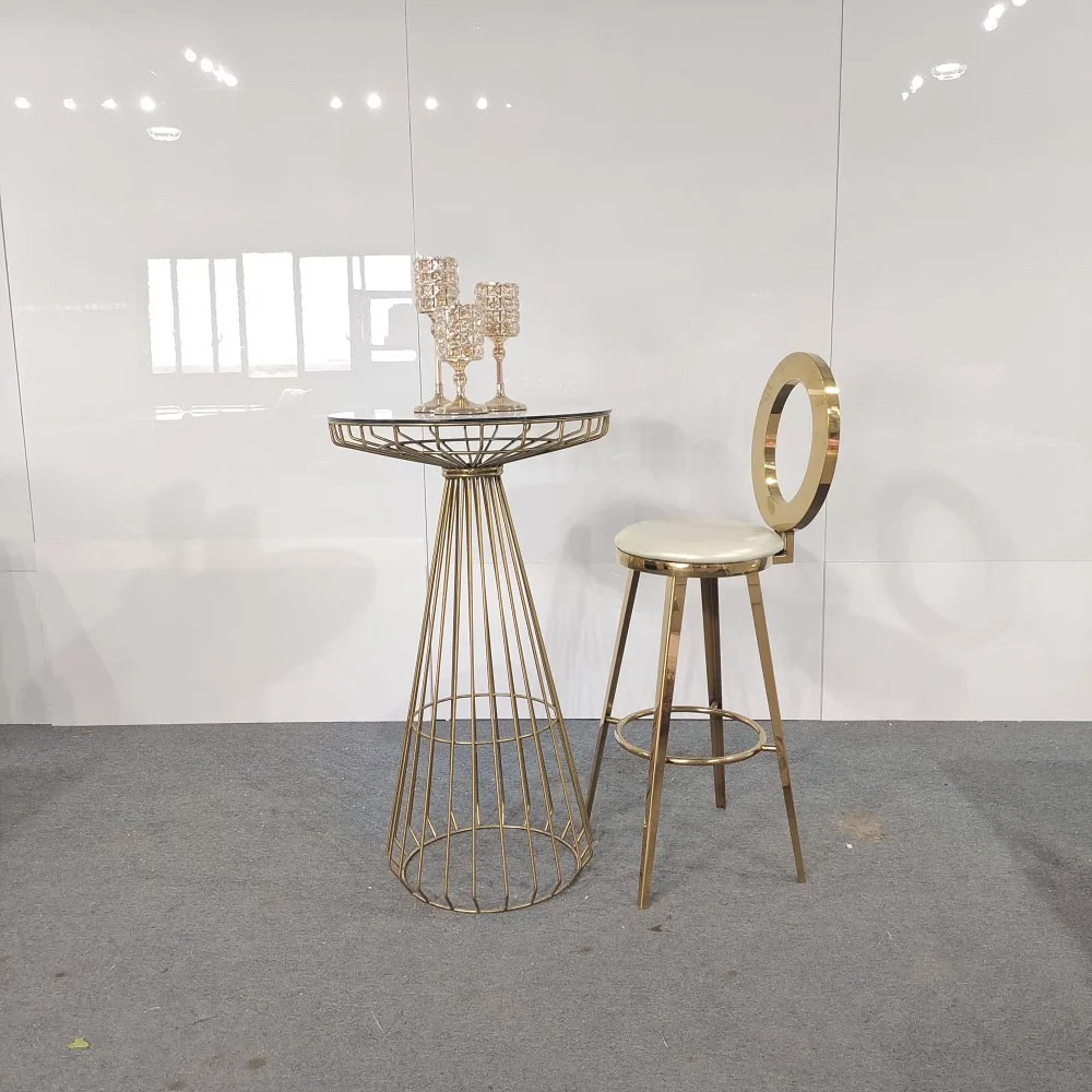 GOLD  wedding chairs and table Rental stainless Steel Wedding Chair  Round Back Design Gold party Stainless Steel