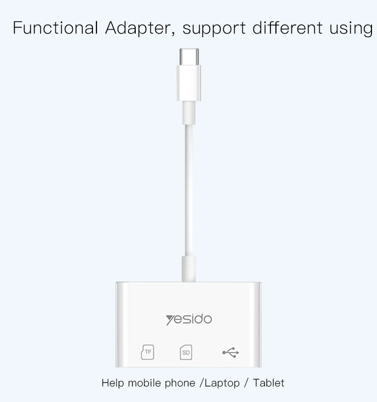 YESIDO 2021 High Quality Type-C To USB 3.0 & PD Quick charge OTG Adapter