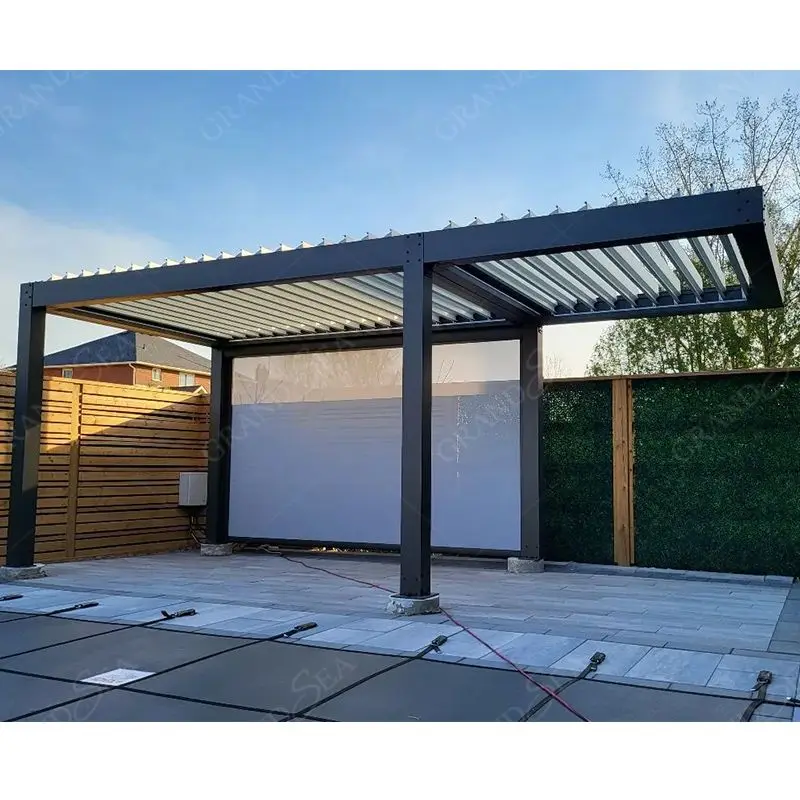 Foshan Factory Wholesale Exterior Garden Remote Control Electric Aluminum Pergola Outdoor Louvered Pergola Canopy