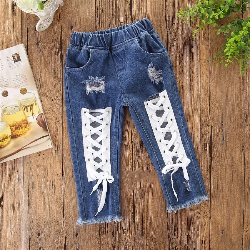 
new pattern hole trousers jean baby girl pants 