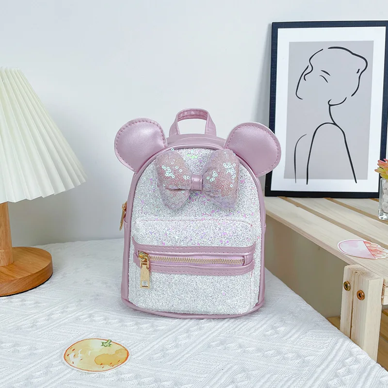 Factory Toddler  Sequins  Kids Cartoon Mouse Bowknot Backpack Mini Schoolbag Children School Bags