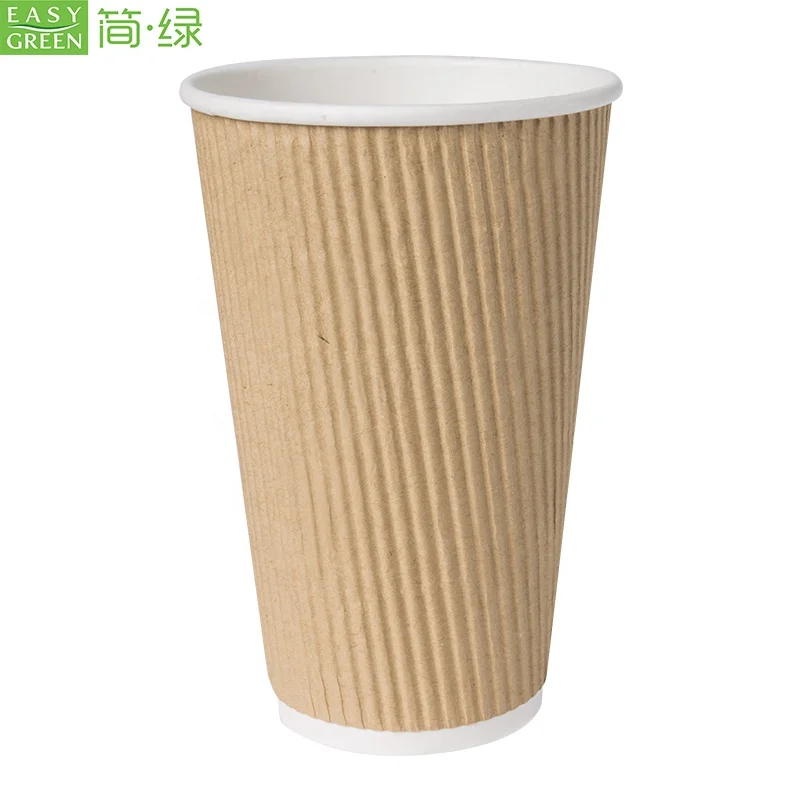 
EASY GREEN 10oz Hot Sell Double corrugated Wall Disposable hot Coffee Paper Cup 