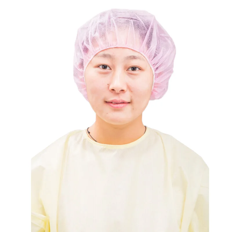 SMS PP Nonwoven Round Crimped Pleated Strip Bouffant Head Cover Nurse Caps Custom Disposable Surgical Cap With Elastic Band