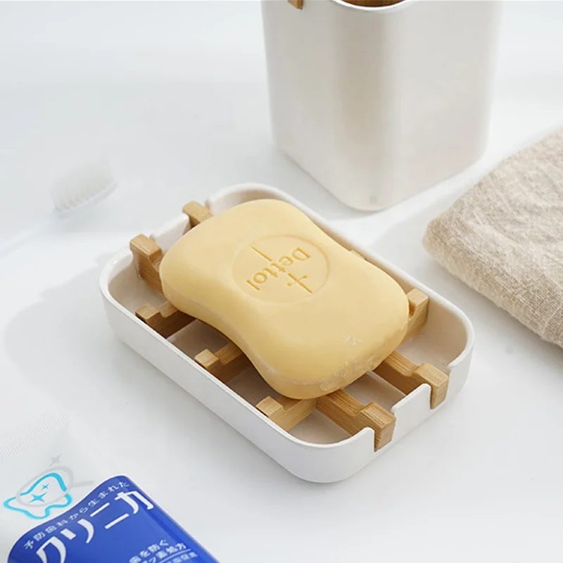 High Quality Bamboo fiber soap box biodegradable bamboo wood soap storage dish household bathroom drain soap holder