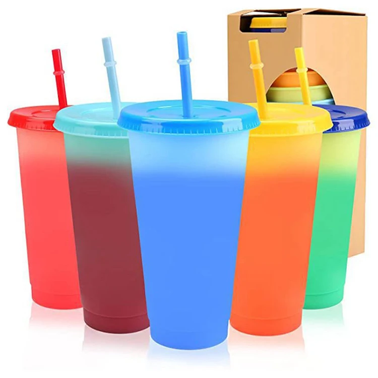 Magic Color   Reusable Lid Plastic Tumblers Water Bottle  for Parties & Birthday