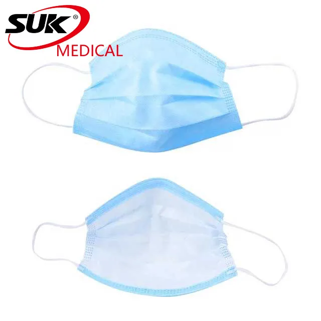 
SUK High Quality Protective Medical Mask 3 Ply Non-woven Disposable Hospital Doctor Protective Face Mask EN14683 TYPE II Ce Blue 