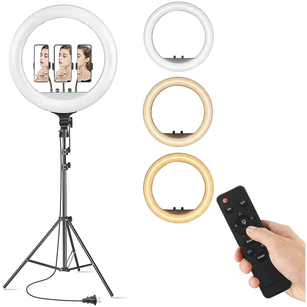 14 18 21 inch LED Makeup Selfie Ring lights 3000-6500K Professional photography led 18 inch ring light with tripod stand remote