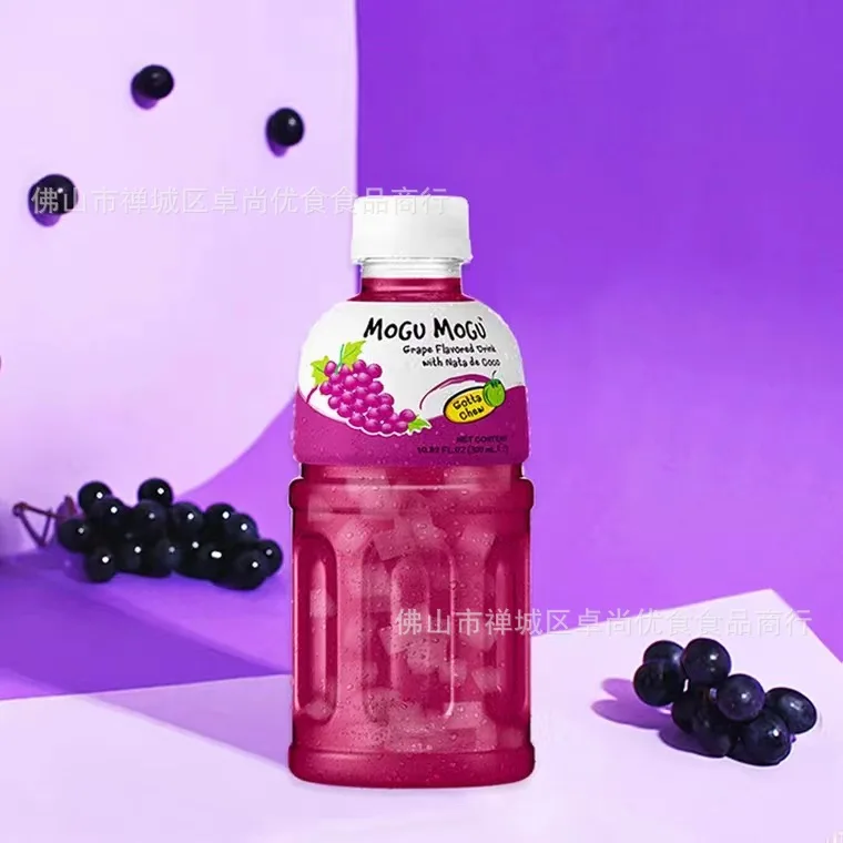 Exotic drinks Thailand MoguMogu Juice Coconut Pulp Drink Peach Grape Flavor Soft Drink  Bottled Water