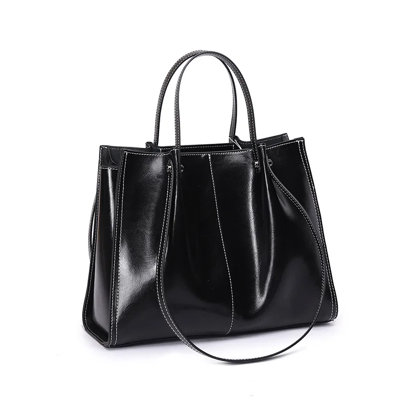 Large Capacity Female Real Leather Handbag Vintage Shoulder Tote Bags High Quality Genuine Leather Handbags For Women Luxury