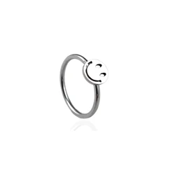 Japanese and Korean version of the smiling face ring female simple sweet and cute creative thin tail ring