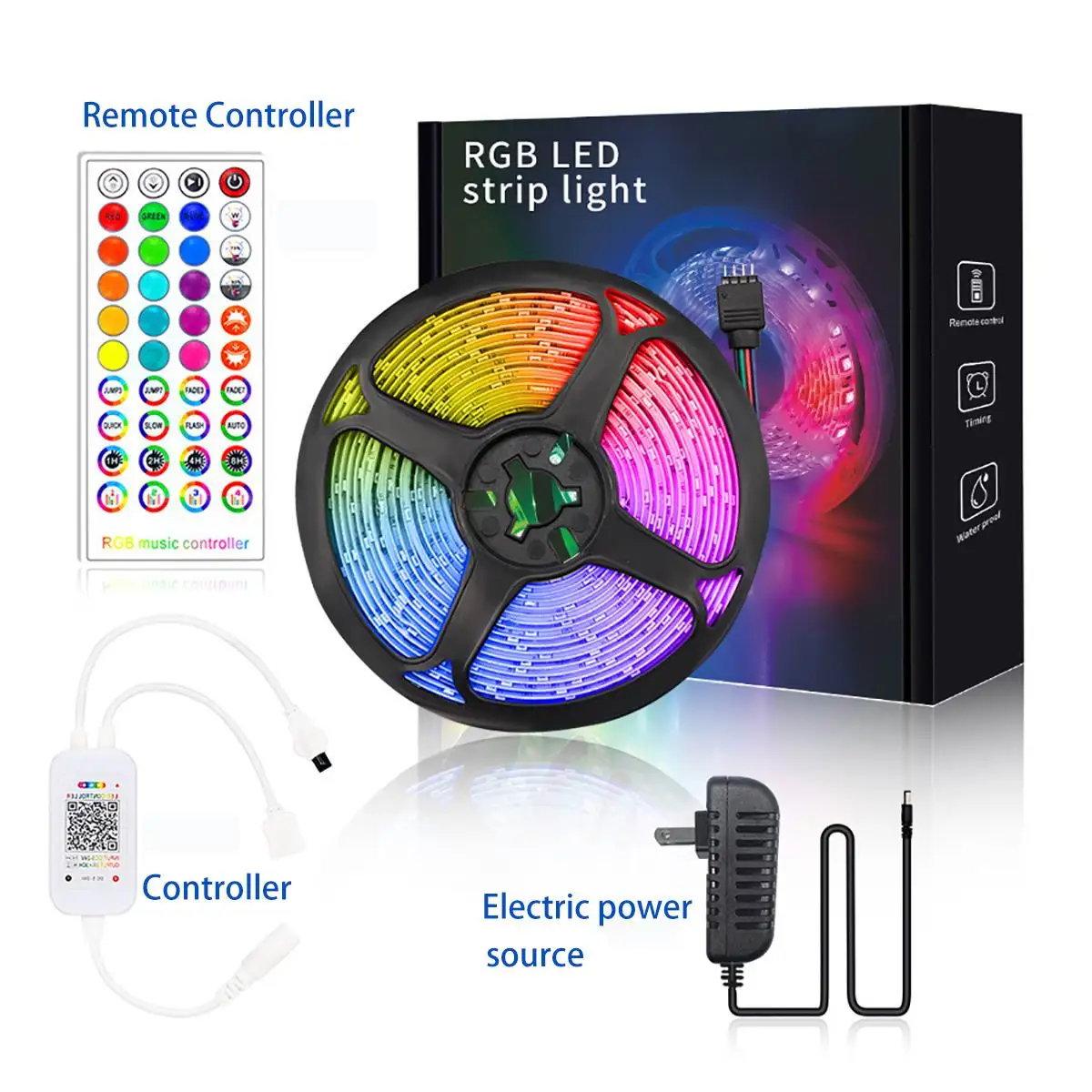Оптовая продажа 12 В 5050 RGB световая лента Bluetooth Смарт-приложение Водонепроницаемая светодиодная красочная световая лента Набор