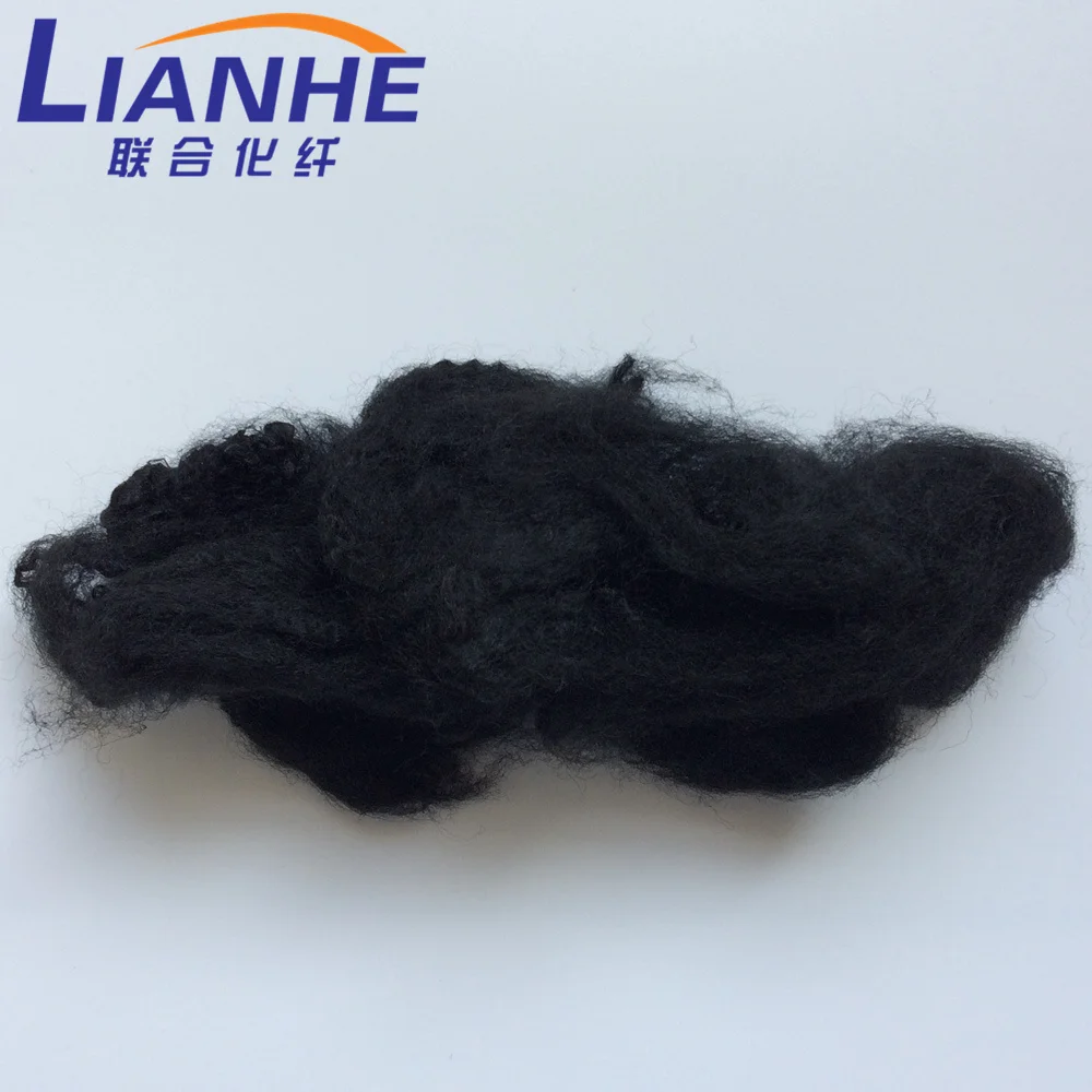 1.4d 38mm black recycled polyester fiber used for spinning psf 1.4d