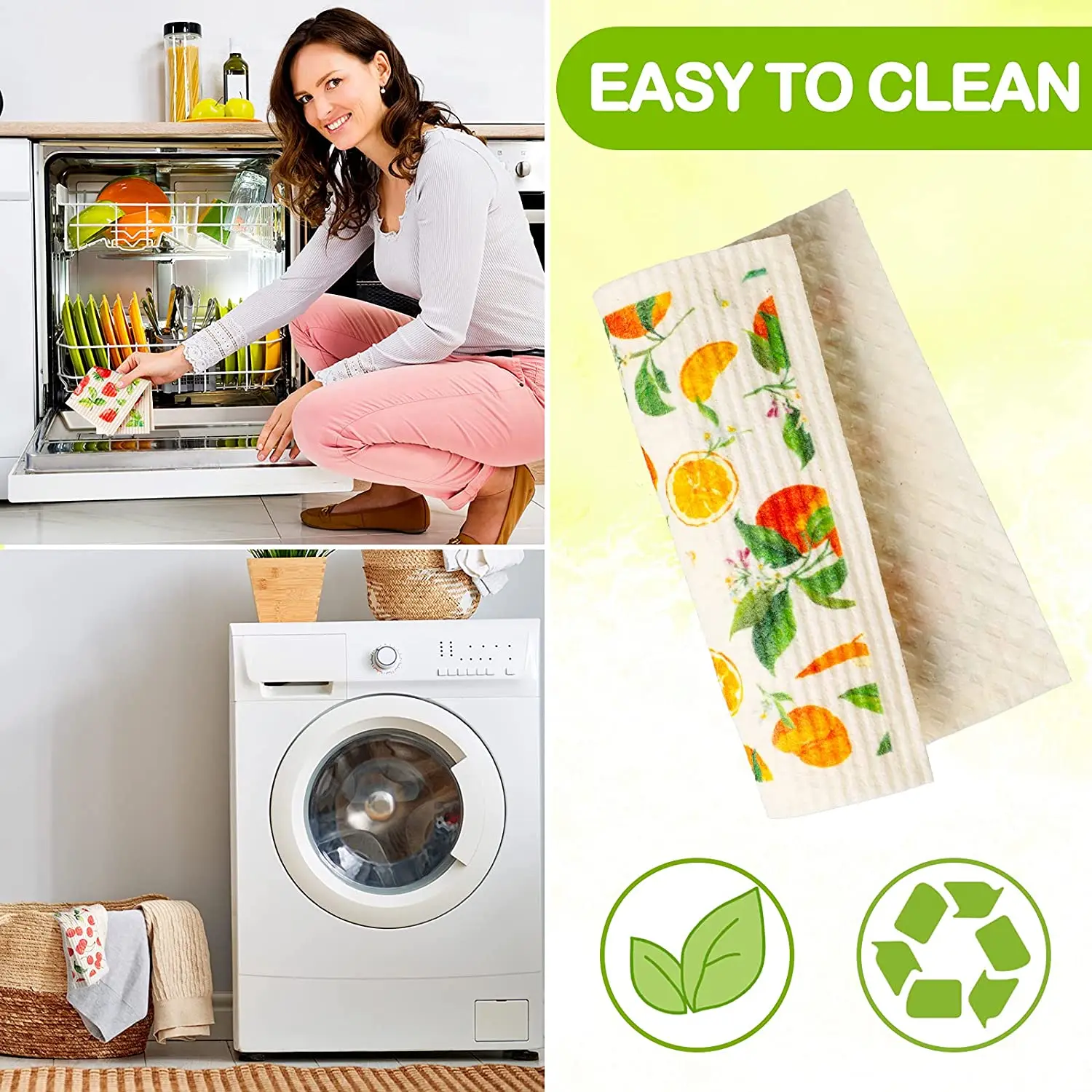 Eco-Friendly 100% Biodegradable Cellulose Sponge Cleaning Cloths Kitchen Cloths Swedish Dishcloth Sponge