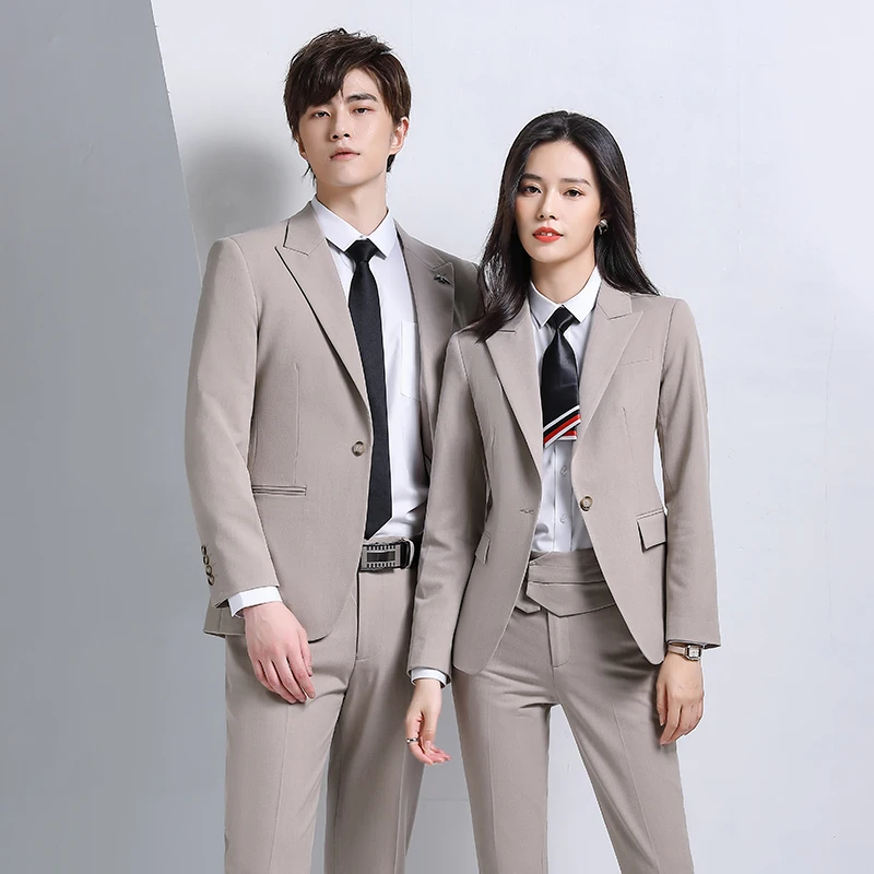 OEM High-quality Soft Comfortable 3 Piece Suits Set Plaid Formal Pant Suit Blazer Office Lady Uniform Women Jacket and Trouser
