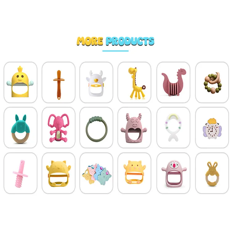 Direct wholesale great standard Baby Crochet Rattle Silicone Teether Ring Two-piece Animal Baby Toy Set