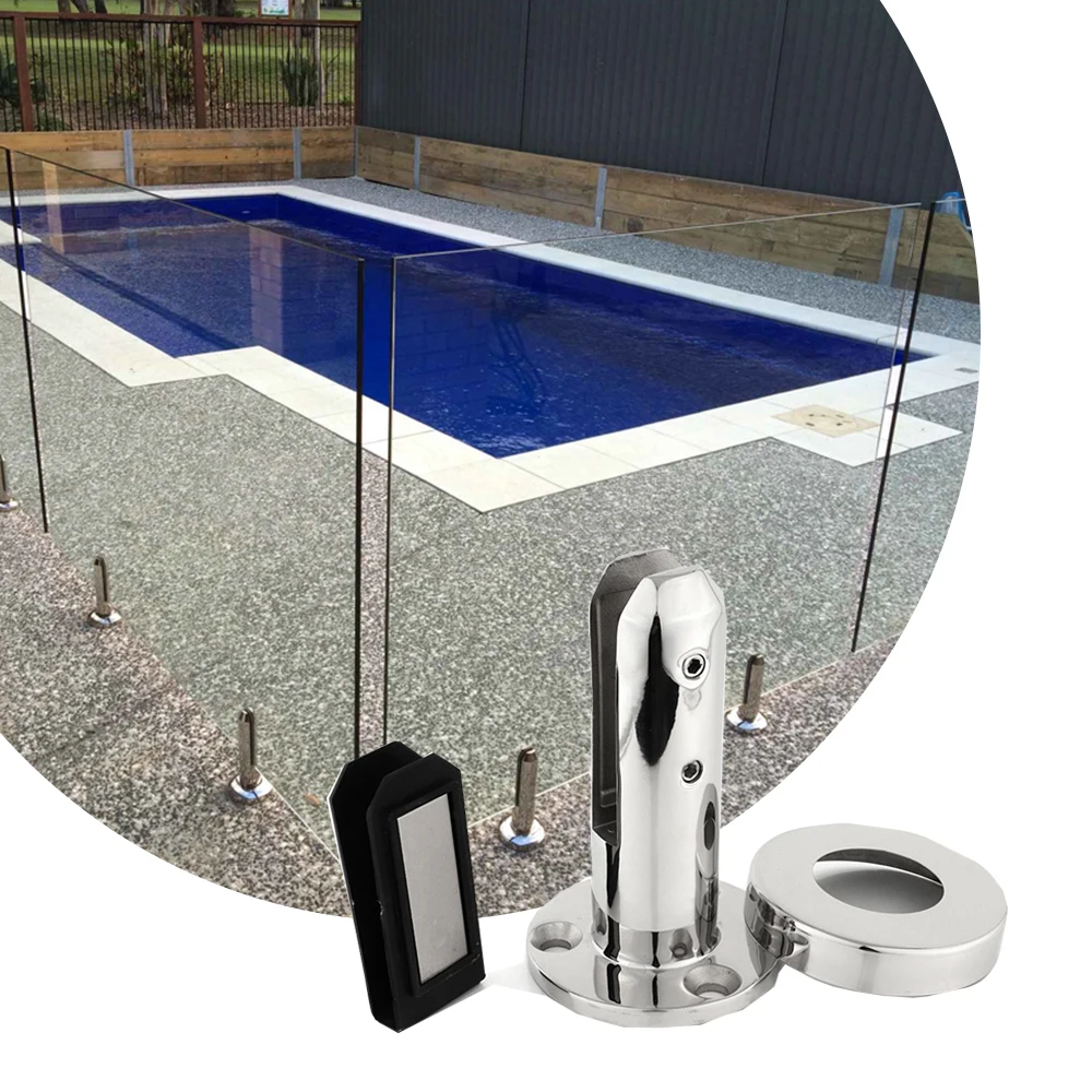 Outdoor Deck 2205 Matt Black Swimming Pool Glass Fencing Balustrade Railing Frameless Glass Stairs Stainless Steel Spigot