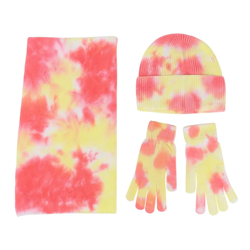 Роскошная шапка с черепом, зимняя вязаная шапка, эластичная акриловая шапка, несколько цветов, шарф, шапка, перчатки, наборы