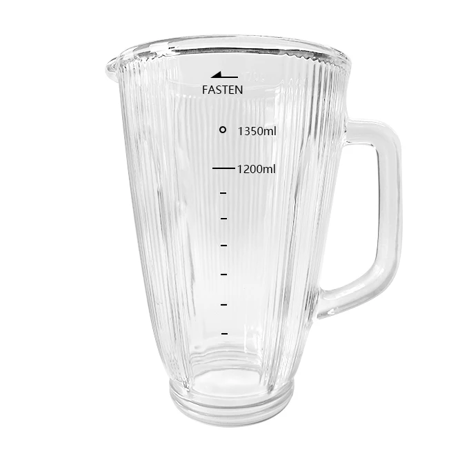 Wholesale price 1.7 liter striped blender glass jar mixer Parts Transparent Blender glass Jug replaceable blender Glass cup
