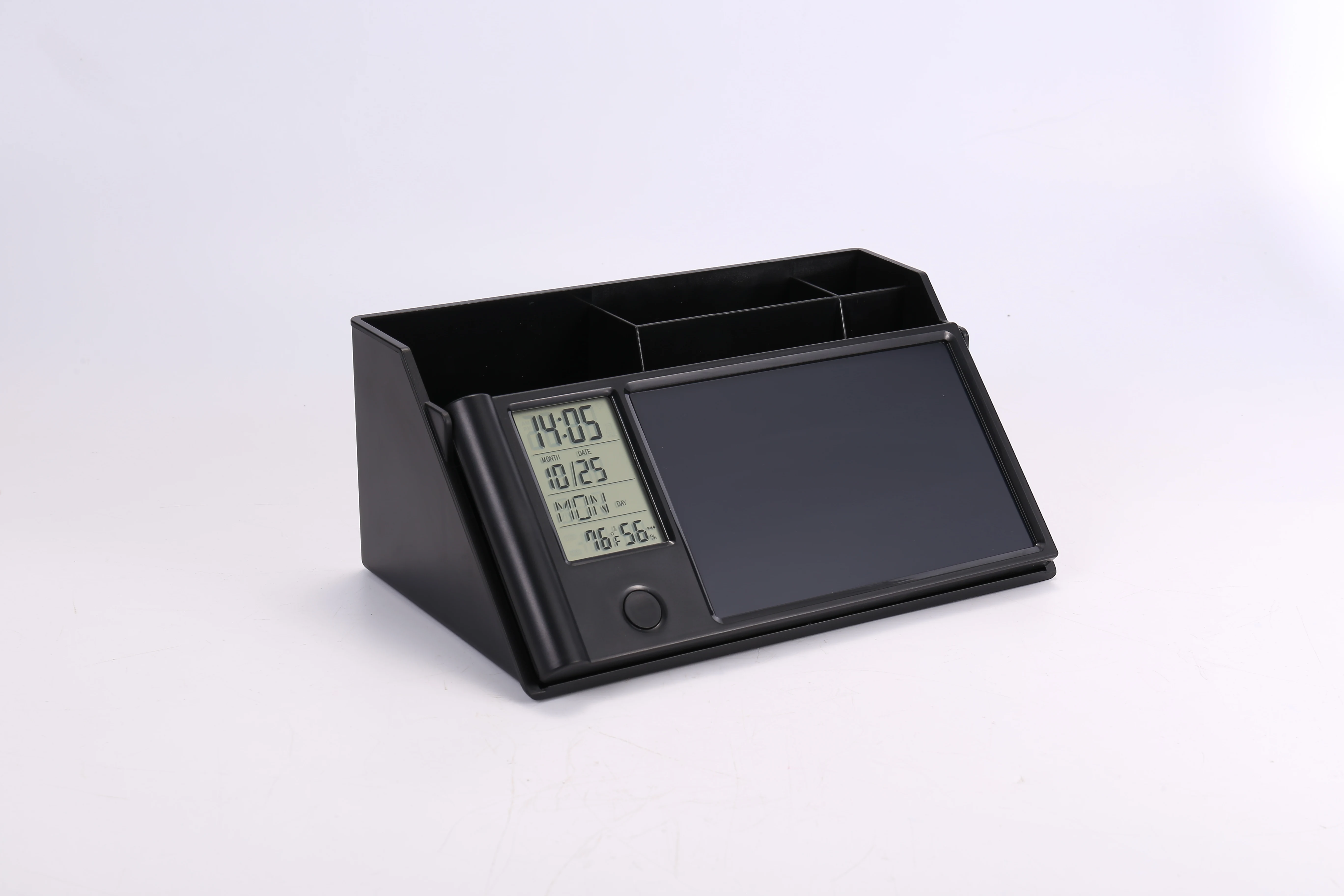 China Manufacture Pen Holder With Lcd Note And Electronic Clock Scheduler Display Message Writing Board