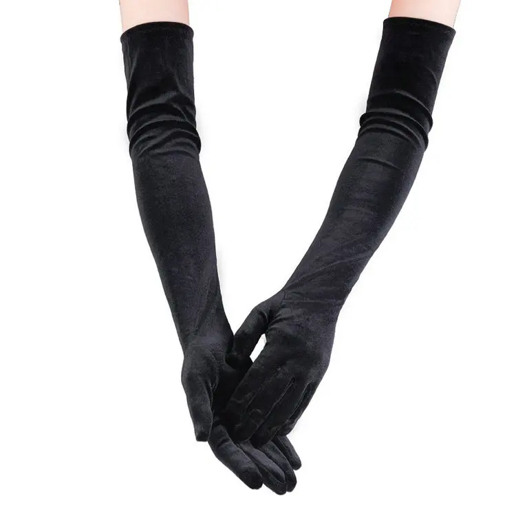 Qushine Long Ladies Elegant Velvet Gloves Women Warm Flannel Gloves Retro Evening Formal  Wedding Party Gloves