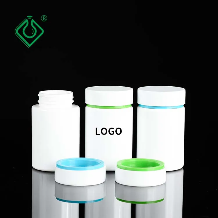 Wholesale pet 200ml vitamin bottle black flip top lid vintage white capsule vitamin bottle
