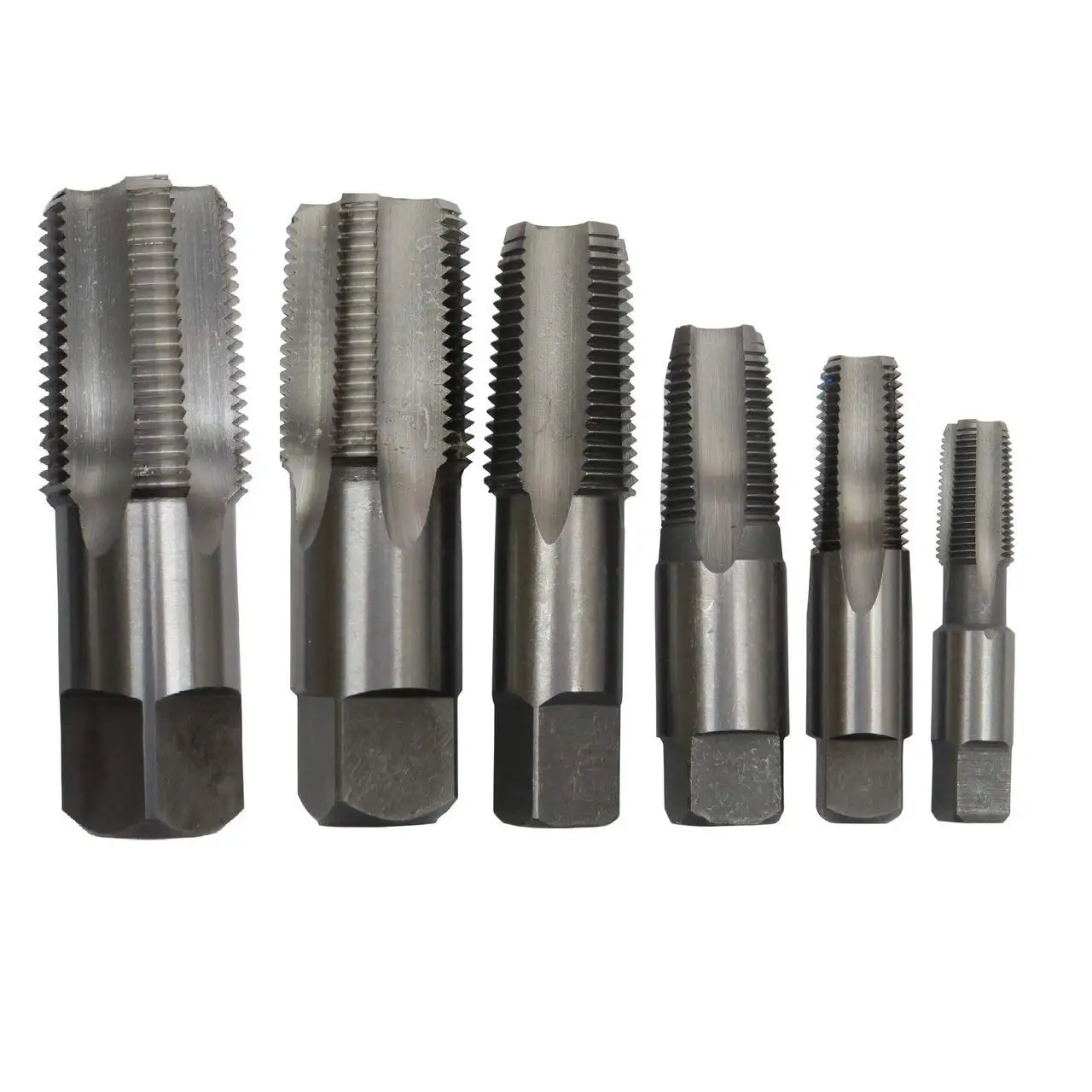 6 Piece NPT Pipe Tap Set in Wooden Case Carbon Steel DWT Series