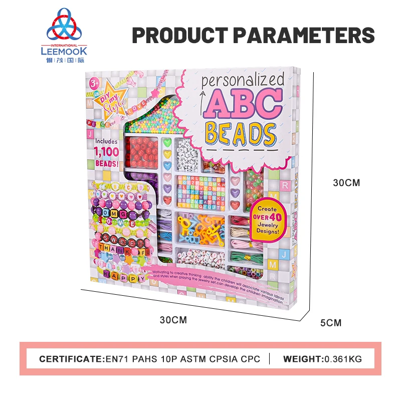 Leemook Kids DIY Bead Jewelry Making Kit Beads for Girls Toys Bead Art and Craft Kits DIY Bracelets Necklace Toy