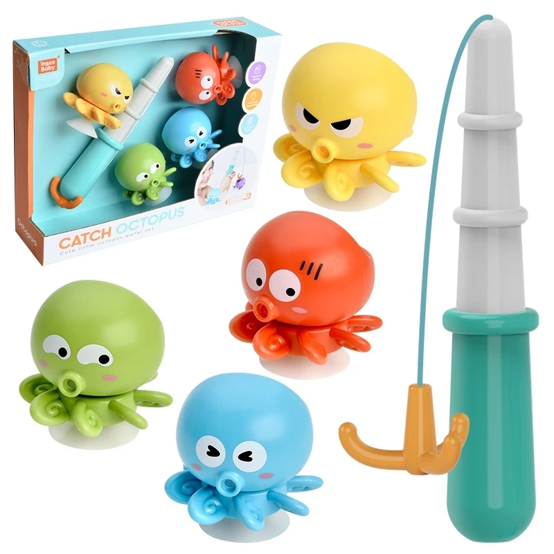 High Quality Bathtub Fishing Toy Wind Up Swimming Whale Floating Toy Magnetic Fishing Rod For Toddler Baby Bathing Fish Game Set