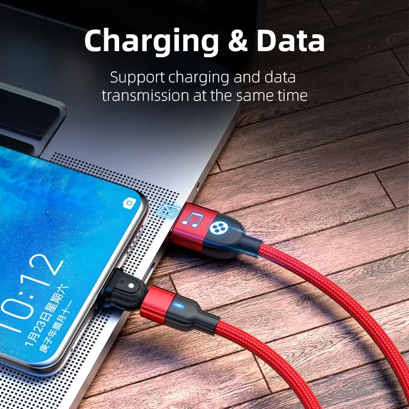 180 degree rotating nylon braided data cable 3A fast charging usb c cable type c cable fast charging for android phones