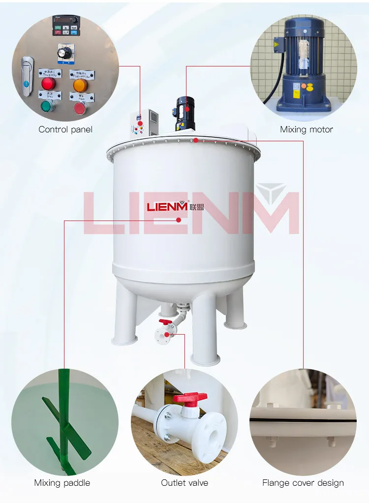 Anti corrosive Polypropylene Tank Bleach Peroxide Mixer liquid Chlorine Storage Mixing Tank with Explosion-proof