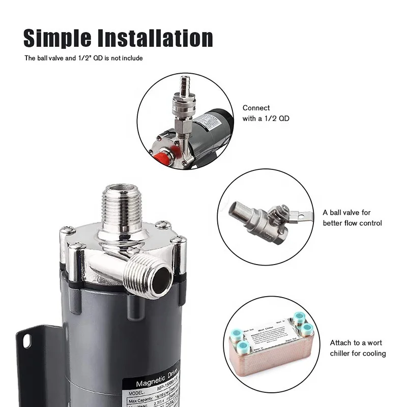 Stainless Steel Magnetic Drive Water Pump MP-15R for Beer Brewing with 110V/220V