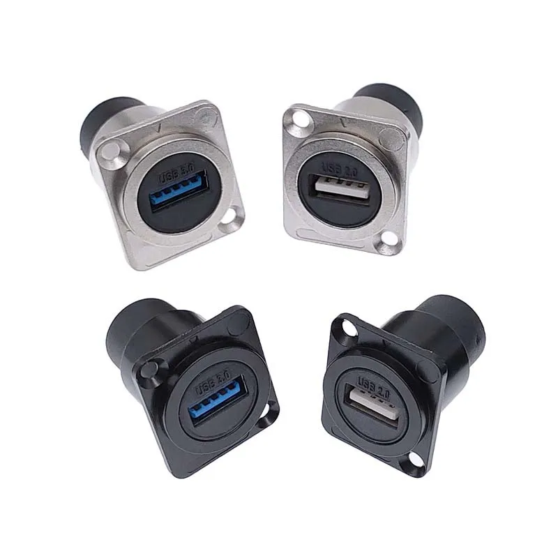 22mm Metal USB 2.0 3.0 D type female to female connector panel mounting USB socket
