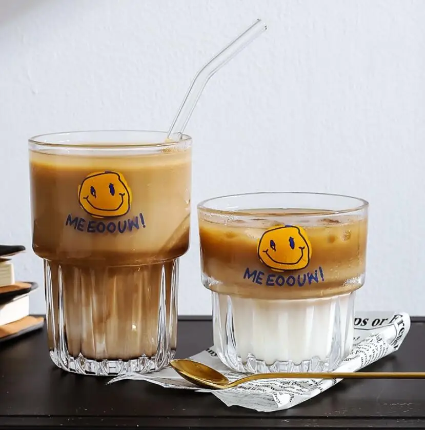 cheap korean cute smile juice cup stackable espresso iced coffee cup