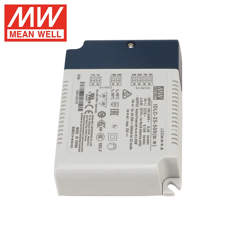 MEAN WELL IDLC-25-500 25W 500mA Constant Current AC DC Mode LED Drivers