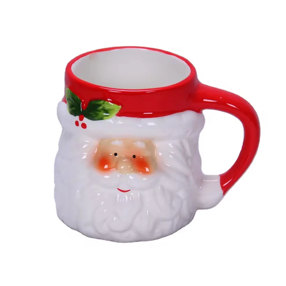Christmas Ceramic Santa mug cup  handcraft ceramic mug ornament Home Christmas cup Table Decoration