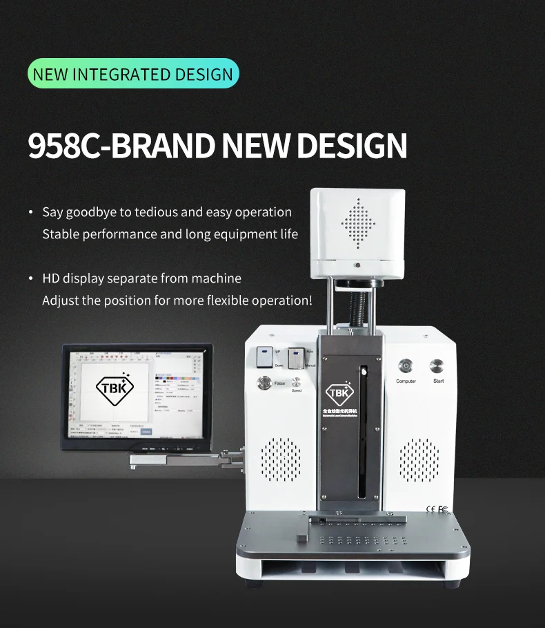 Лазерная резка TBK 958C Гравировальный маркировочный принтер для Iphone 12 pro max машина отделения заднего стекла мобильного