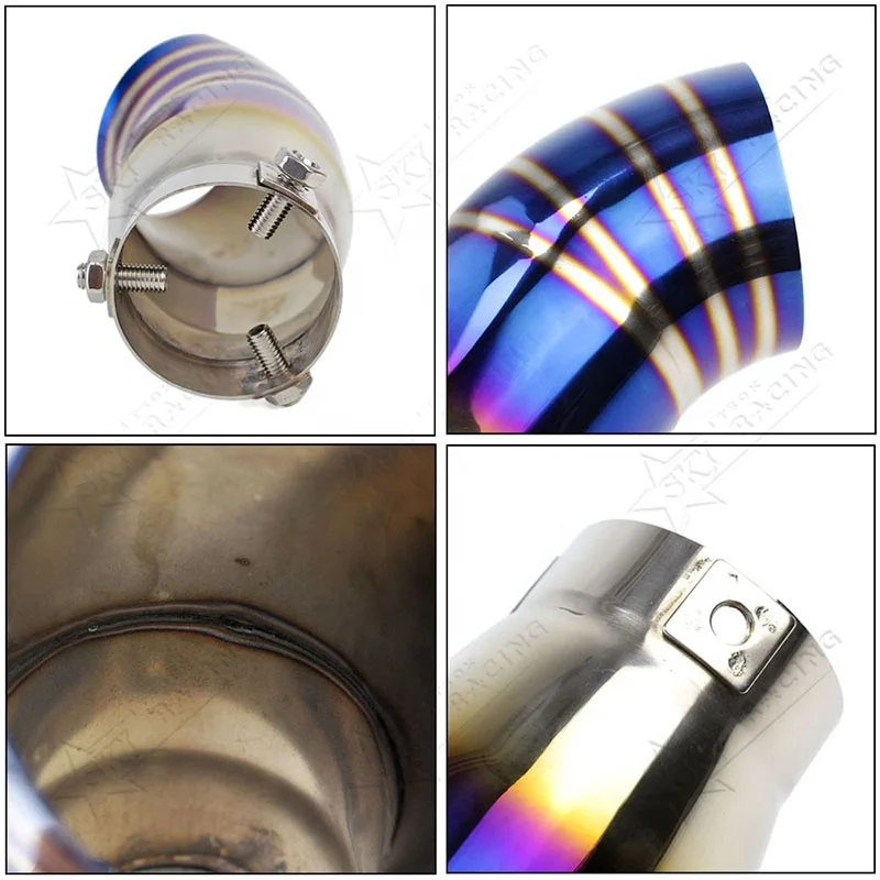 2.5 Inch Inlet Universal 64mm Stainless Steel Car Muffler Tail Throat Neo Rainbow Black Titanium Burnt Blue Exhaust Pipe Tips