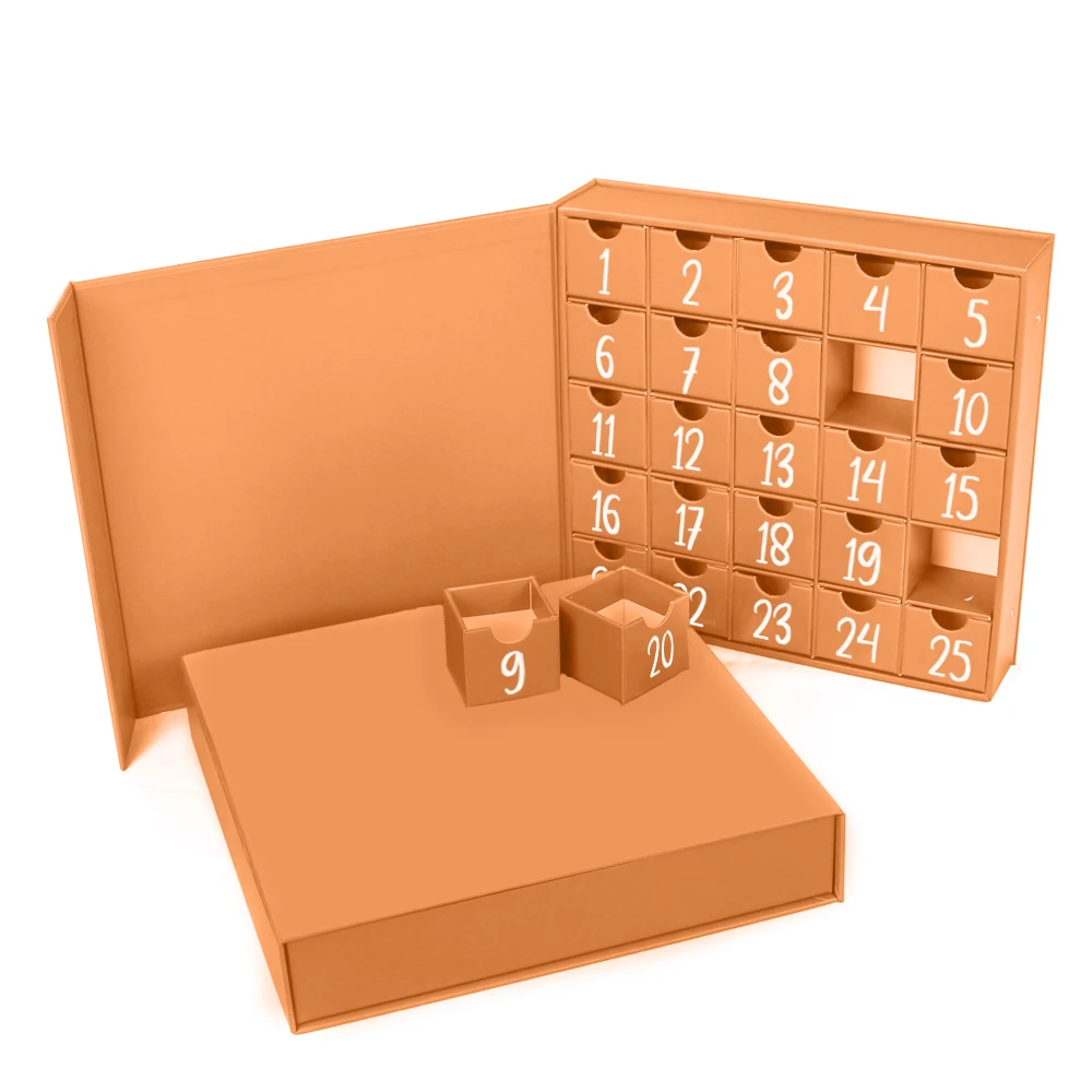 Crown win empty christmas advent calendar box for chocolate cosmetic gift packaging cardboard box with 24 drawers paper boxes