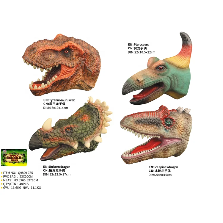 Hot Selling Soft Rubber Realistic Dinosaur Hand Puppet Kids Role Playing Toys Hand Puppets Set Product For Kids And Adult (1600610652790)