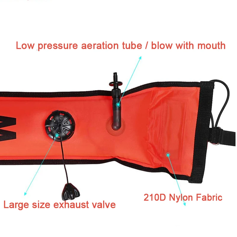 210 Denier Nylon Dive Accessories SMB Diving Inflatable Surface Marker Tube, Diving Marker SMB Surface Signal Buoy