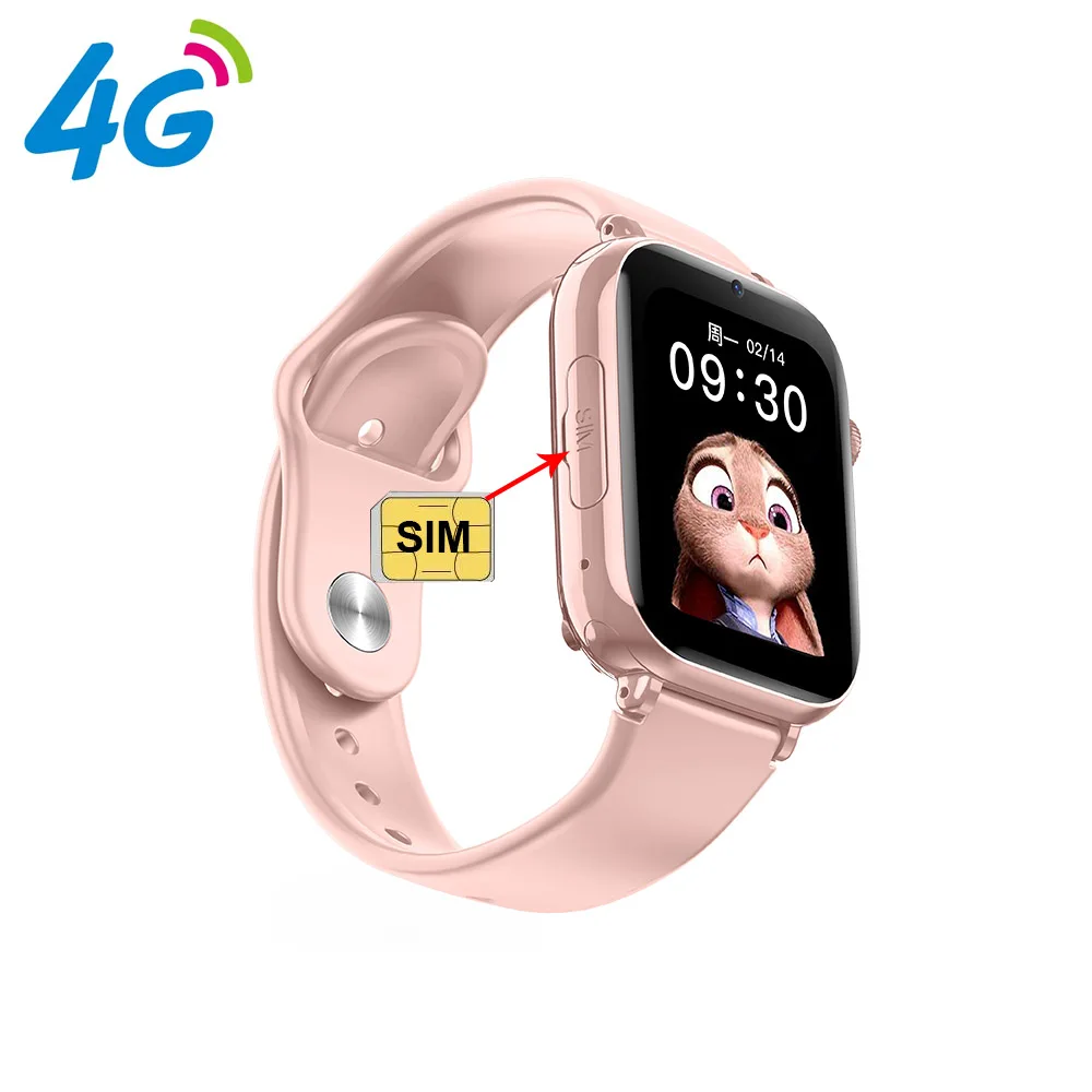 Fruit Style Kids smart watch 4G SIM video call Square waterproof smart watch SOS voice chat location tracking children watch