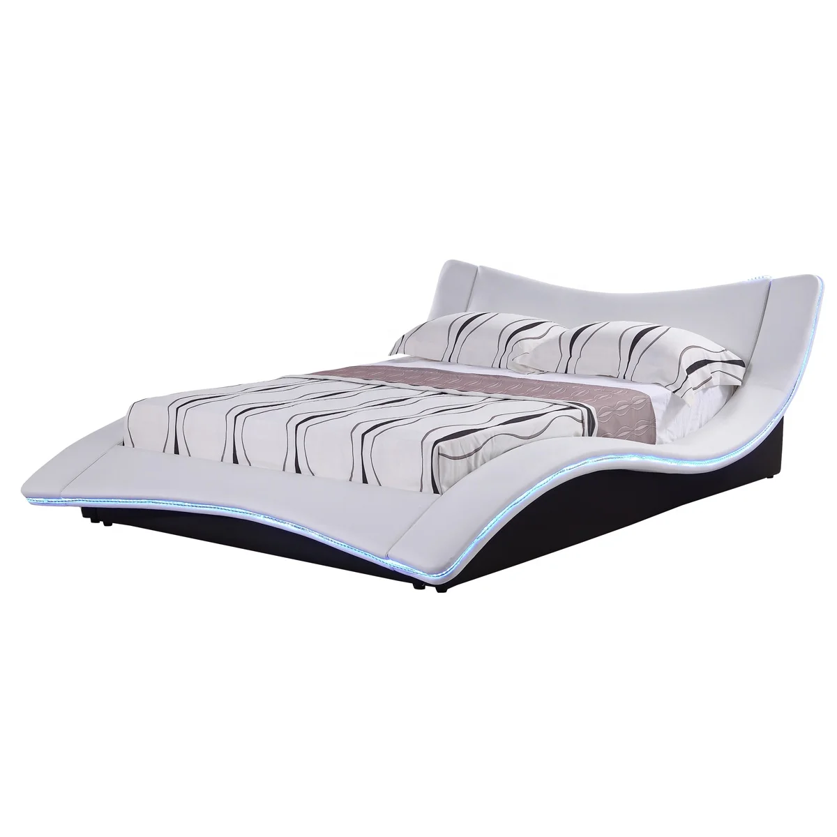 latest design bed synthetic leather bedroom furniture led light beds bedroom furniture bed king size luxury wooden