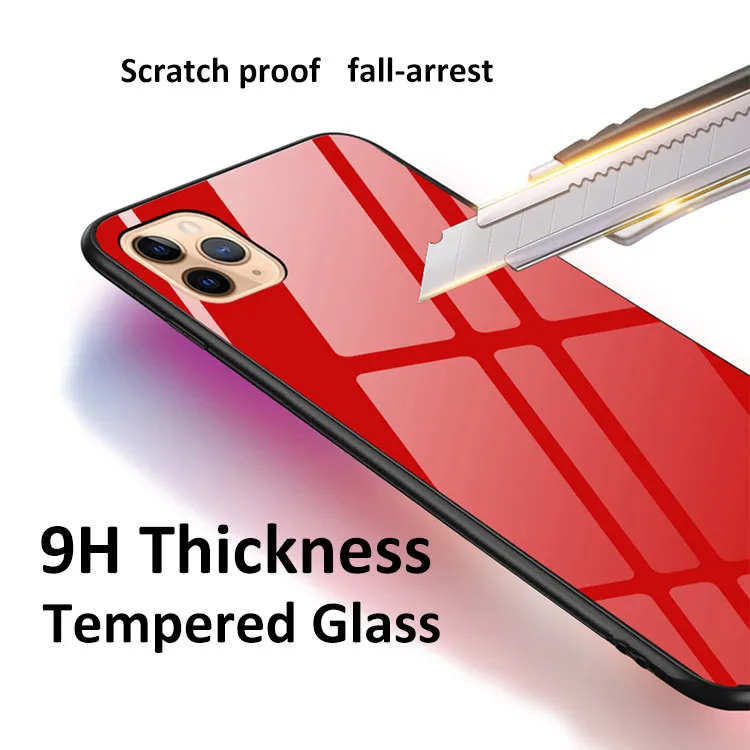 Роскошный ударопрочный Твердый чехол из закаленного стекла с логотипом для iphone 11 pro 58 61 65 цветов черный стеклянный чехол для девочек