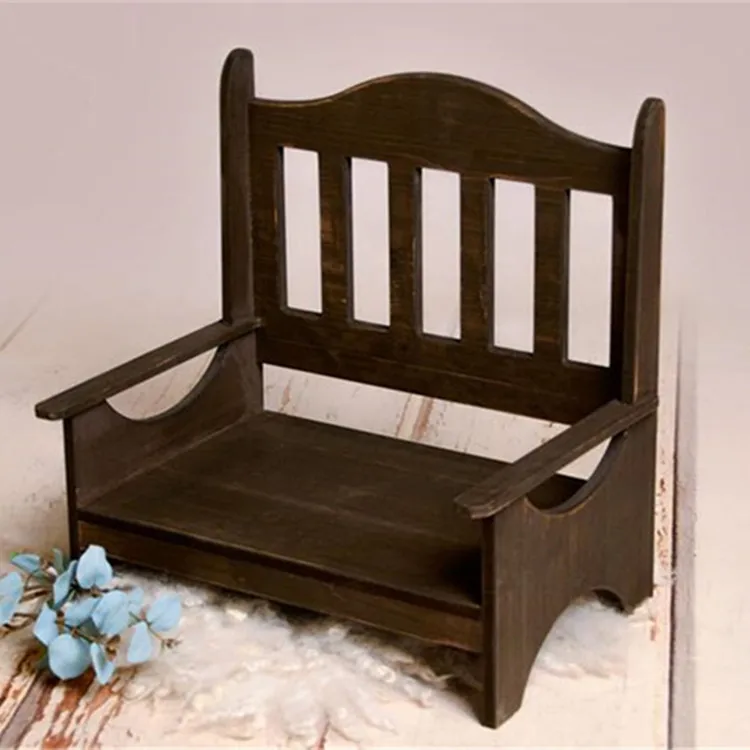 Baby Photoshooting Props Newborn Classic Brown Mini Wooden Bed Newborn Photography Props Mini Doll Bed for Baby House Infant Bed
