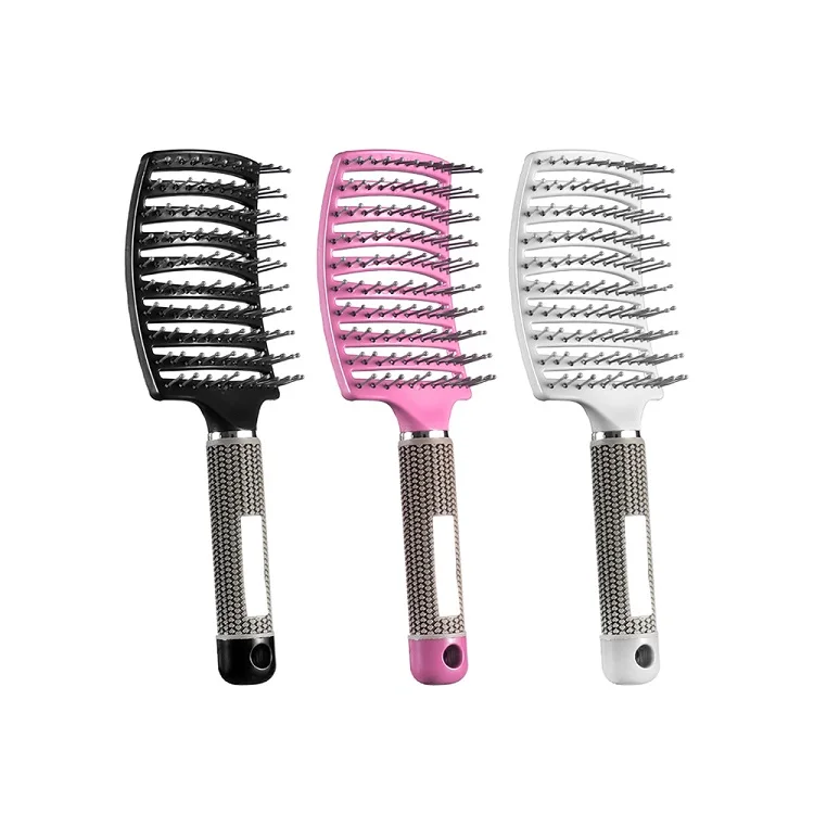 Anti-Static Curved Round Metal Hair Extension Wig Massage Private Label Ionic Custom Logo Detangling Wide Tooth Hair Brush Combs