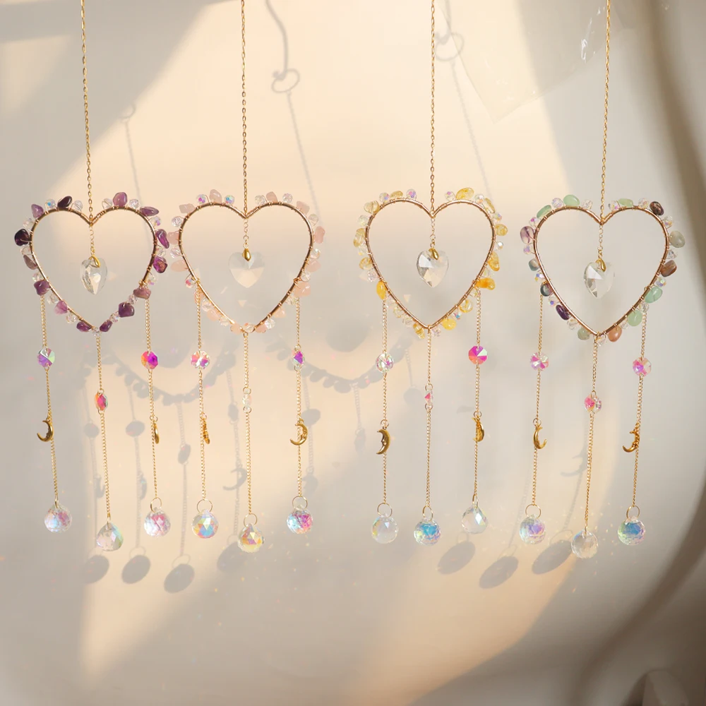 Wholesale crystal suncatchers heart sun catchers Handmade Hanging Big Wind Chime Sun Catcher