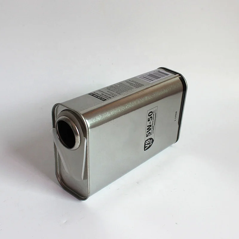 Factory Price 1 Litre ATF Tin Motor Oil Cans with Japan Style Metal Squeeze Cap with Plastic Spout