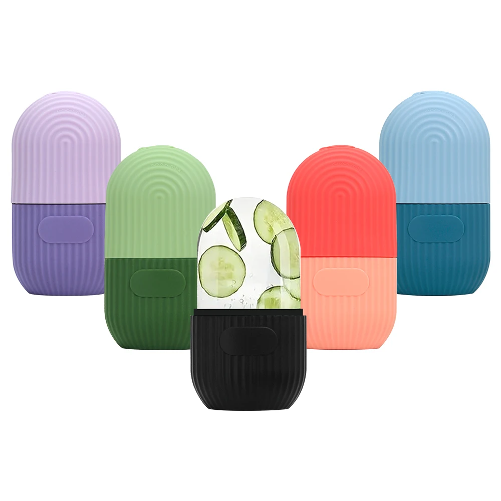 Wholesale Colorful Custom Logo&Color Silicone Ice Roller Contouring Face Glow Ice Cube CorrugatedFace Roller For fAce