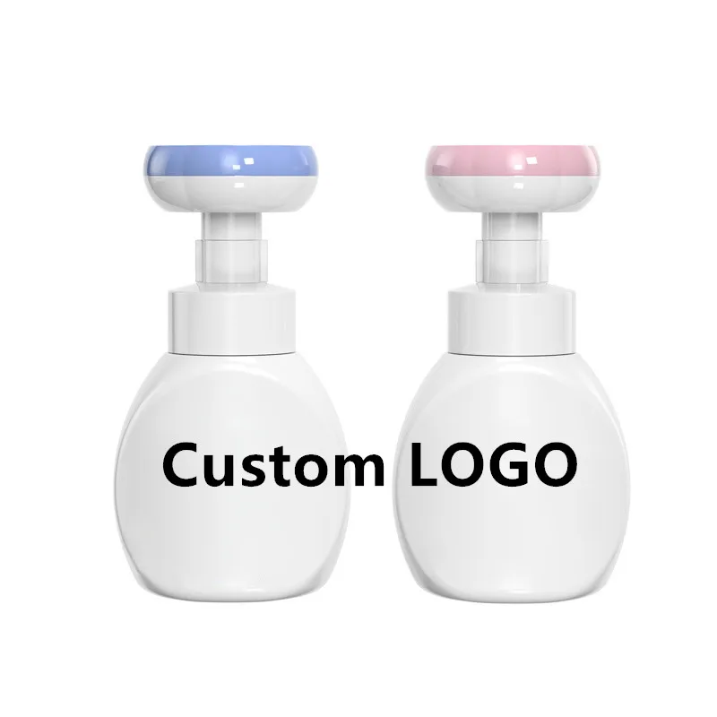 Custom facial bomba de garrafa de espuma hand soap blue foaming wash pump bottle,flower liquid soap dispenser foam pump bottles