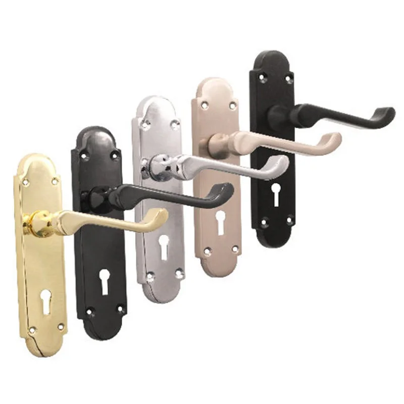 Wooden Door Handle Mute Stainless Steel Handle Lock Modern Entrance Door Pull Handle Mortise Door Lock Set Hardware